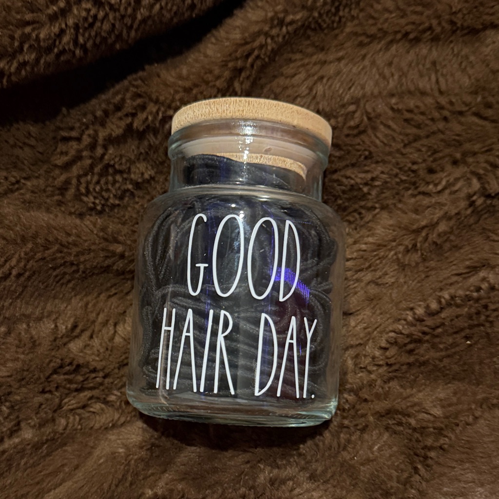 Rae Dunn Glass Hair Tie Container